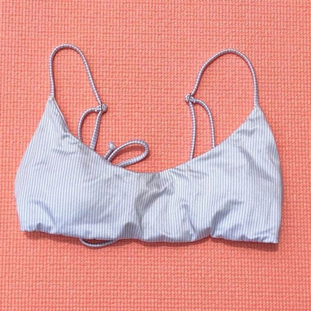 LA Hearts blue and white striped bikini top